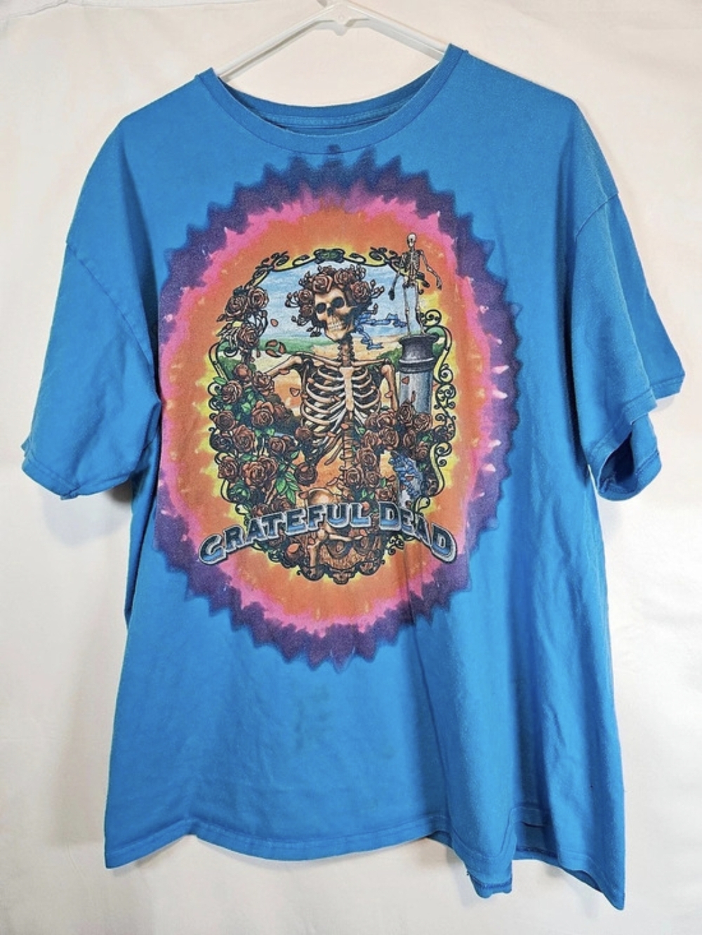 Liquid Blue Grateful Dead Rose Garden Tie-Dye T-Shirt Blue & Pink 3XL